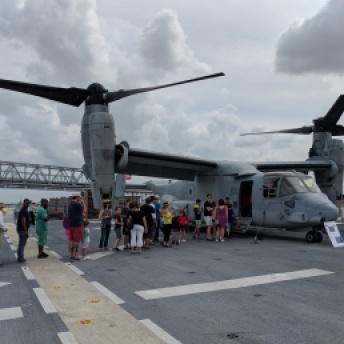 In line to board the Osprey